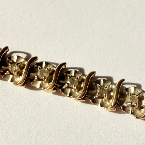 10K Solid Yellow & White Gold 1.00 CTW Diamond 7" S Link Tennis Line Bracelet - Picture 9 of 10